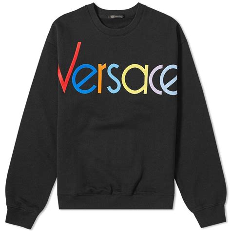 versace logo embroidered multicolour crew sweat china|Wool Cutout Sweater .